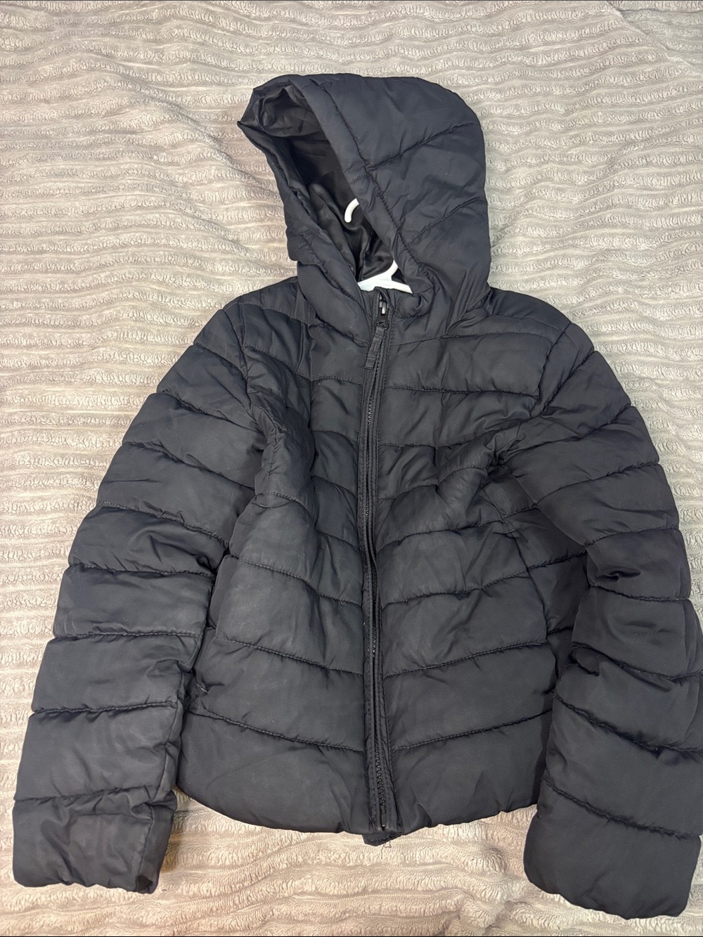 Kids Black Hooded Puffer Jacket